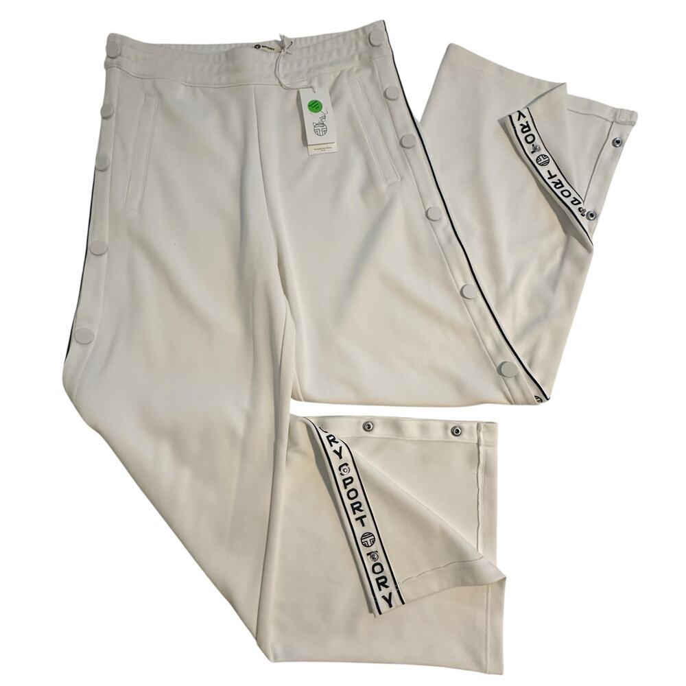 NWT Tory Sport Tear Away Track Pants White Medium